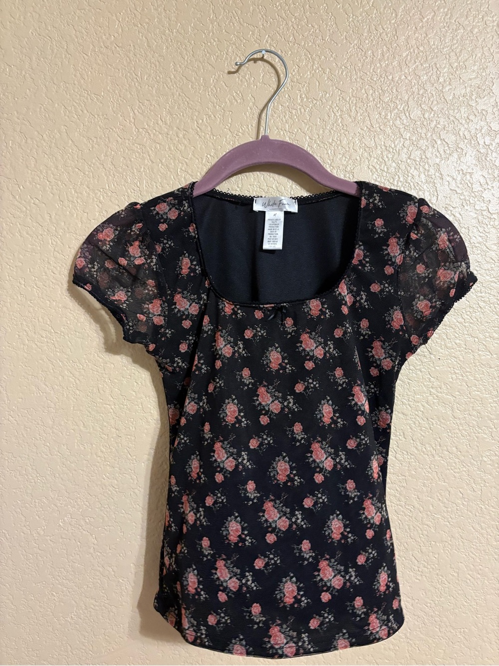 Tilly's Black Floral Short Sleeve Blouse